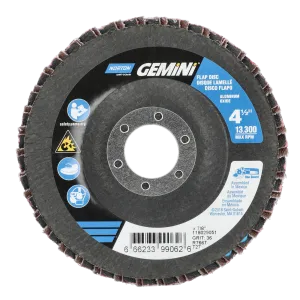 Norton 4-1/2 x 7/8 In. Gemini Fiberglass HD Flat Flap Disc T27 P36 Grit R766 ZA 10 Count