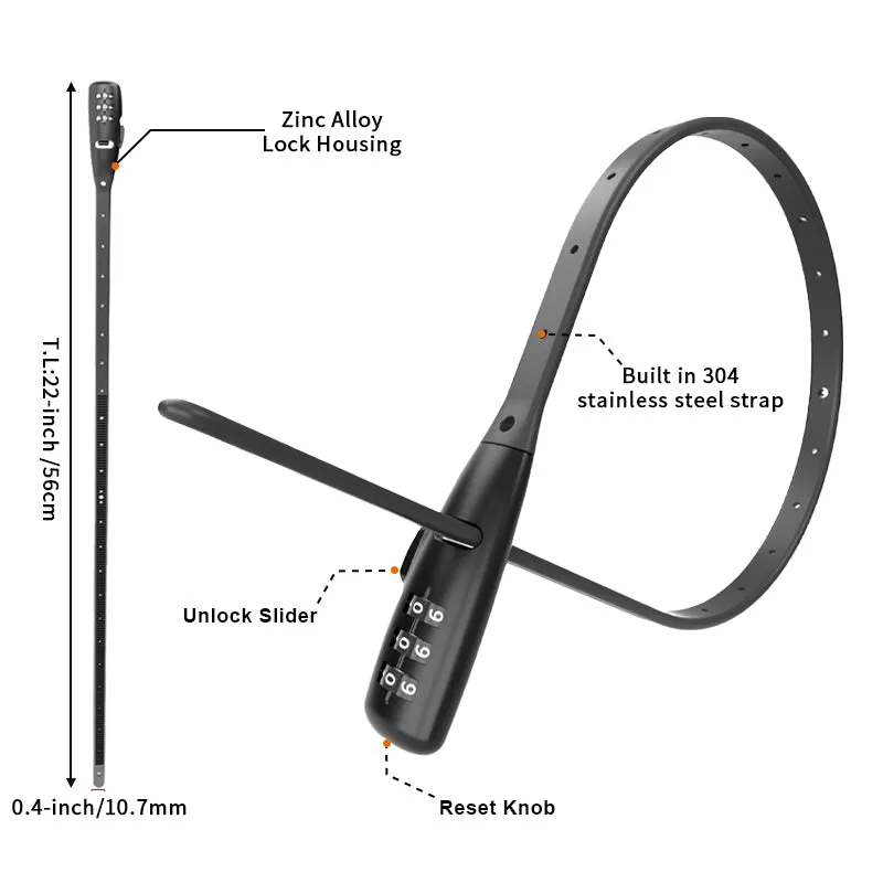 OKG Zip Tie Lock - 3-Digit Combo Bike Lock for Cabinet. Helmet. Skateboard. Fridge. Luggage. BBQ. Stroller. Scooter. Fence Door - 2 Pack (Black)