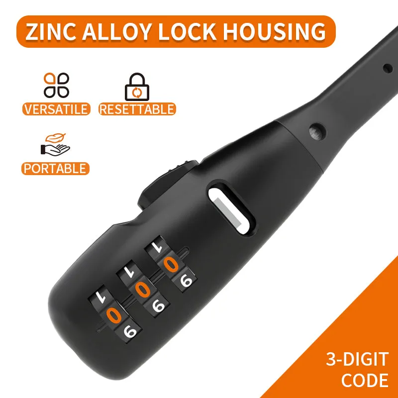 OKG Zip Tie Lock - 3-Digit Combo Bike Lock for Cabinet. Helmet. Skateboard. Fridge. Luggage. BBQ. Stroller. Scooter. Fence Door - 2 Pack (Black)