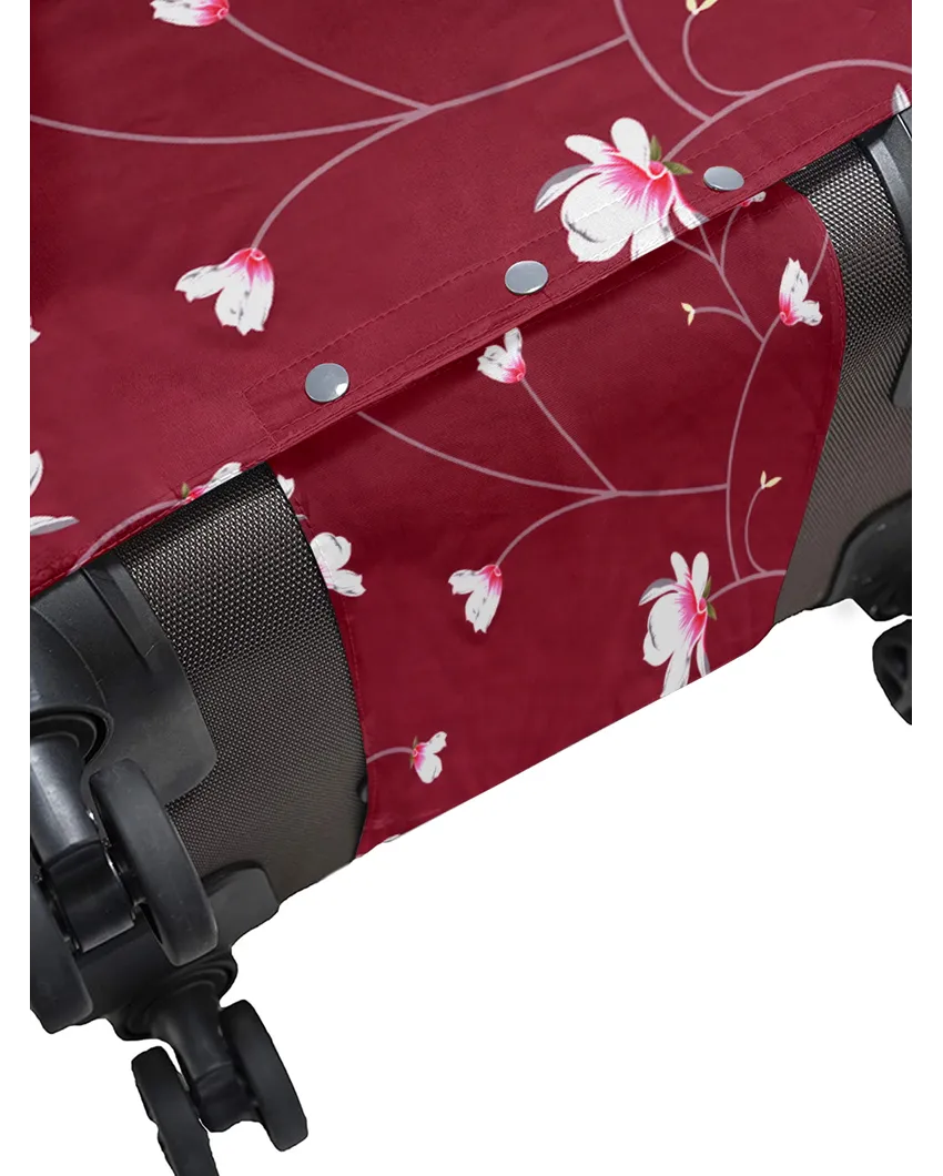 ONLY LUGGAGE COVER | Maroon Polyester Stretchable Printed Protective Luggage Bag Cover