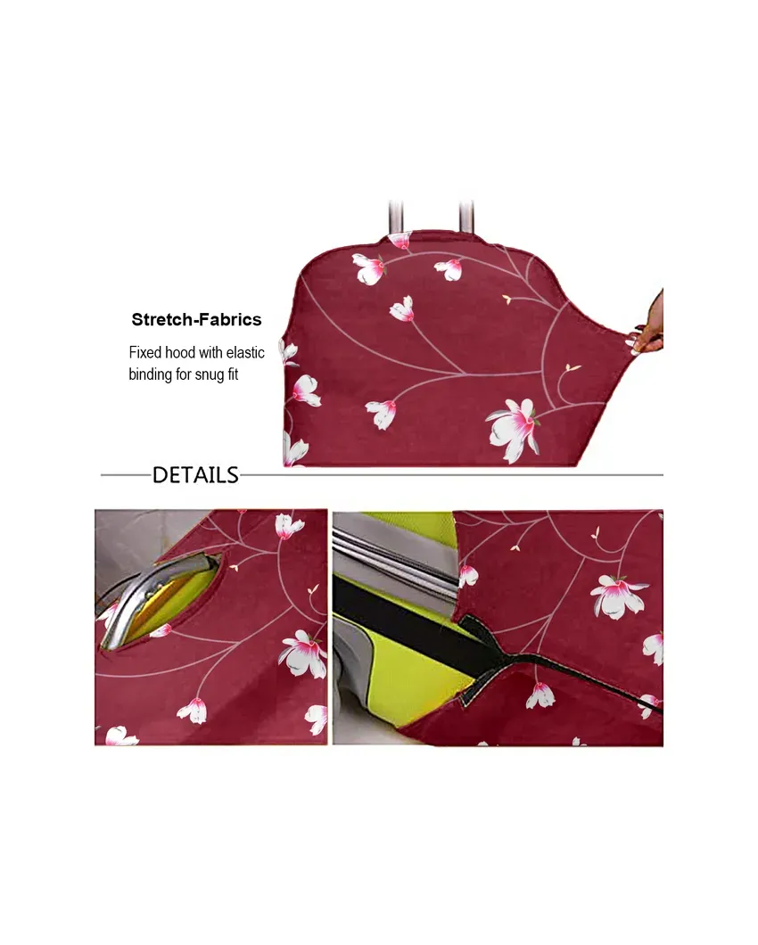ONLY LUGGAGE COVER | Maroon Polyester Stretchable Printed Protective Luggage Bag Cover