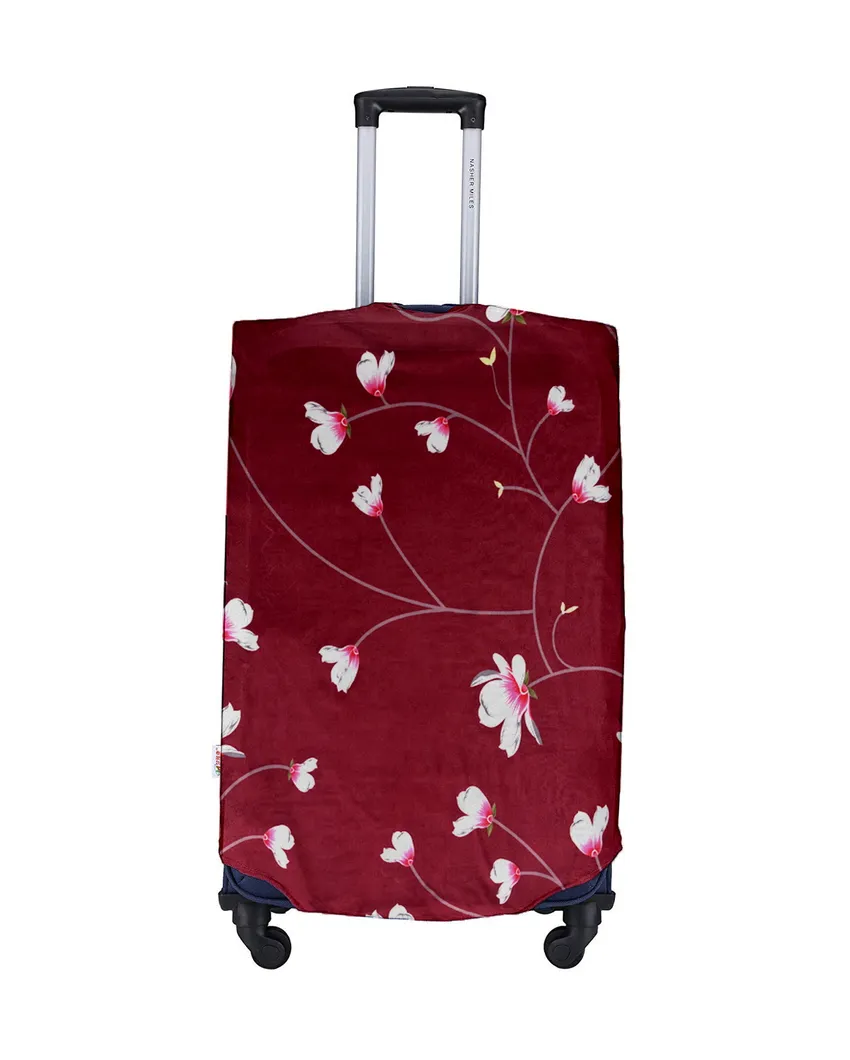 ONLY LUGGAGE COVER | Maroon Polyester Stretchable Printed Protective Luggage Bag Cover