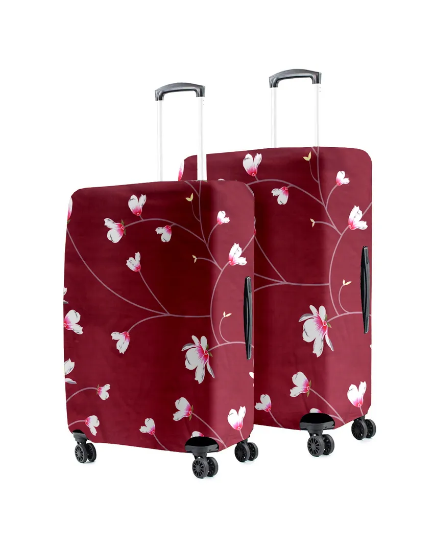 ONLY LUGGAGE COVER | Maroon Polyester Stretchable Printed Protective Luggage Bag Cover