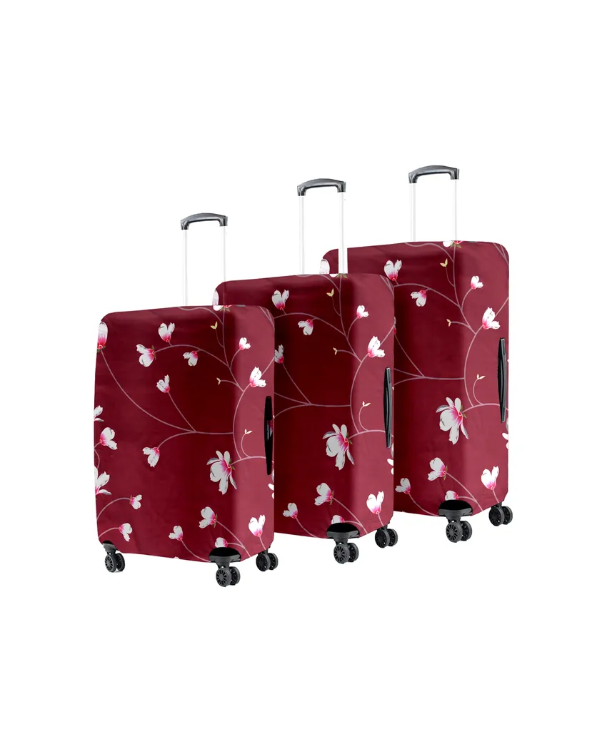 ONLY LUGGAGE COVER | Maroon Polyester Stretchable Printed Protective Luggage Bag Cover