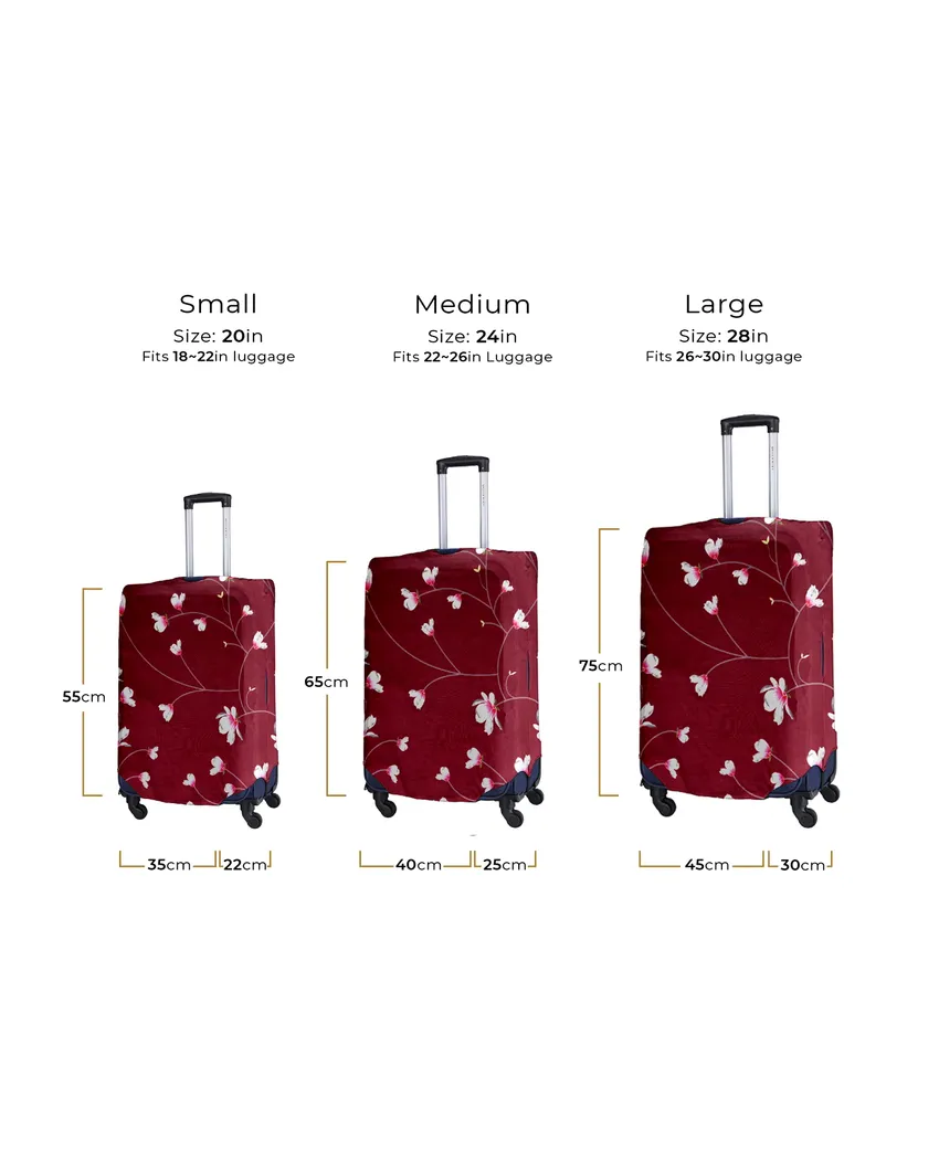 ONLY LUGGAGE COVER | Maroon Polyester Stretchable Printed Protective Luggage Bag Cover
