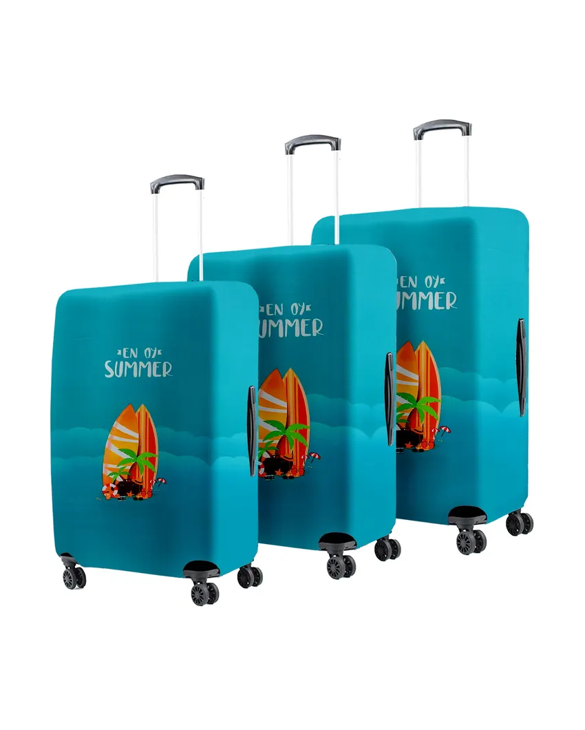 ONLY LUGGAGE COVER | Versatile Blue Polyester Stretchable Printed Protective Luggage Bag Cover