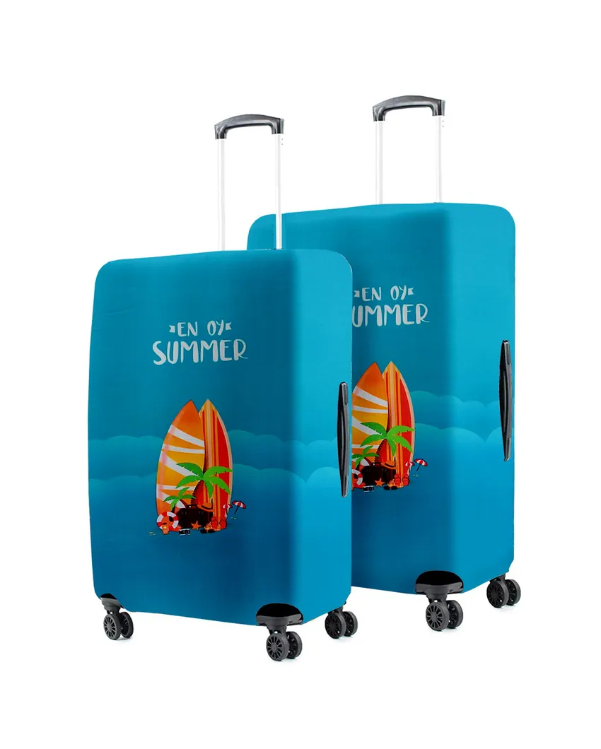 ONLY LUGGAGE COVER | Versatile Blue Polyester Stretchable Printed Protective Luggage Bag Cover