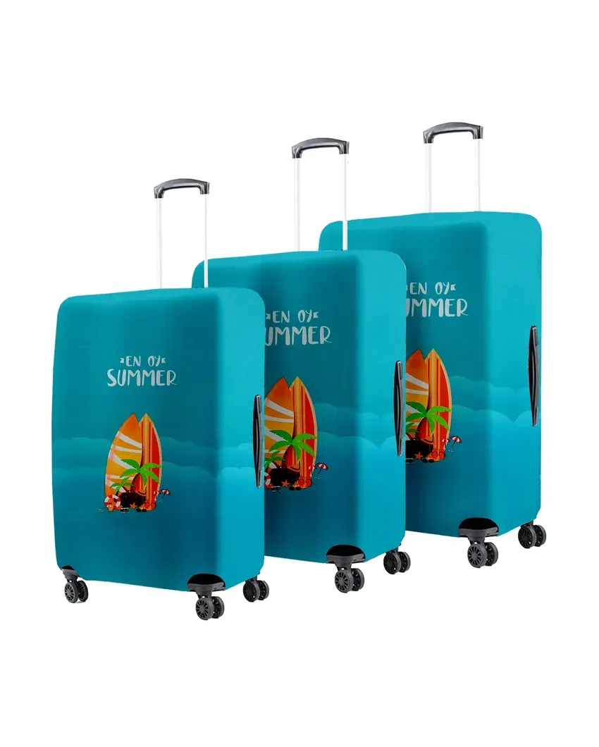 ONLY LUGGAGE COVER | Versatile Blue Polyester Stretchable Printed Protective Luggage Bag Cover