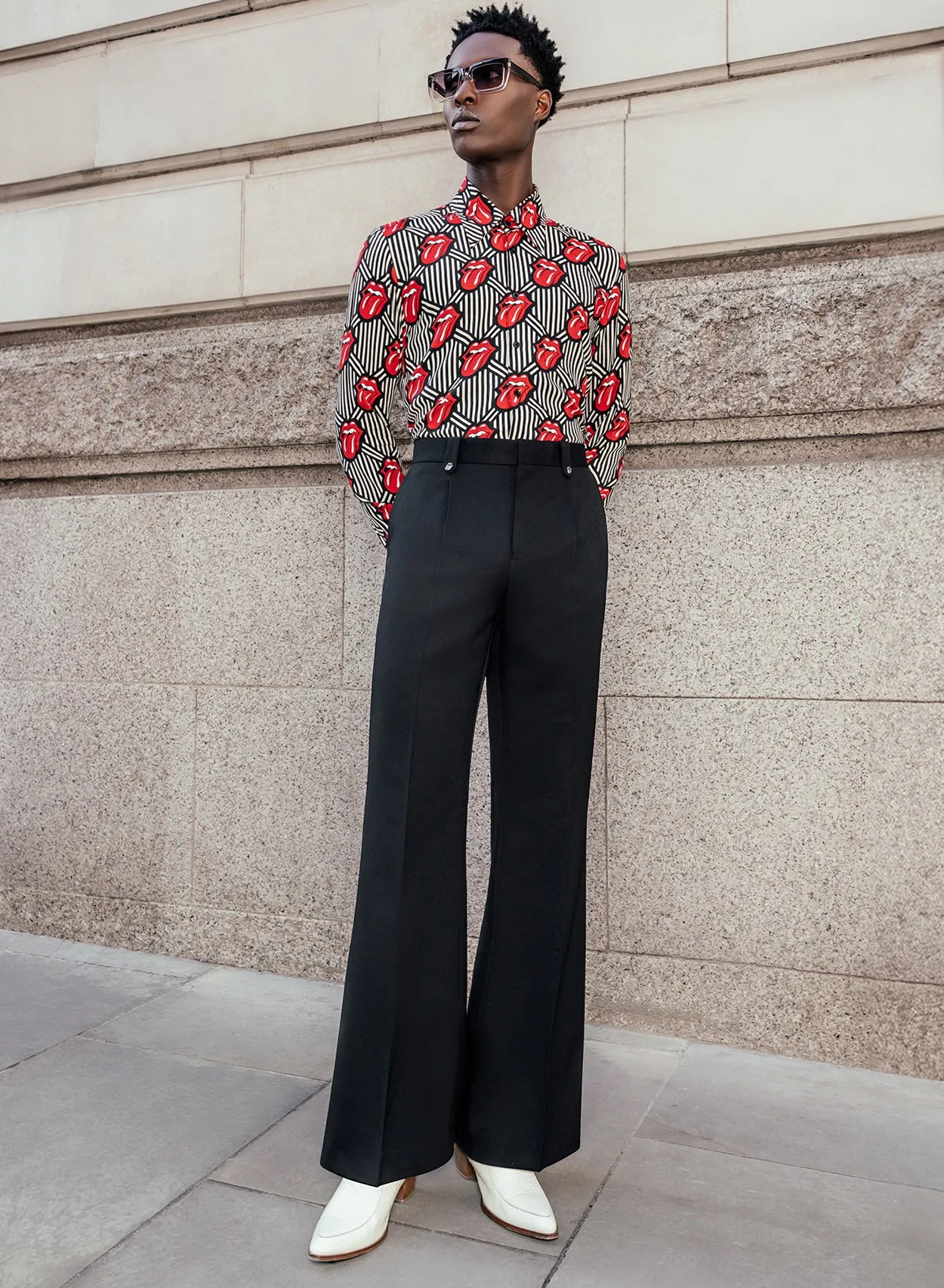 Phix X Rolling Stones Geometric Tongue Viscose Shirt