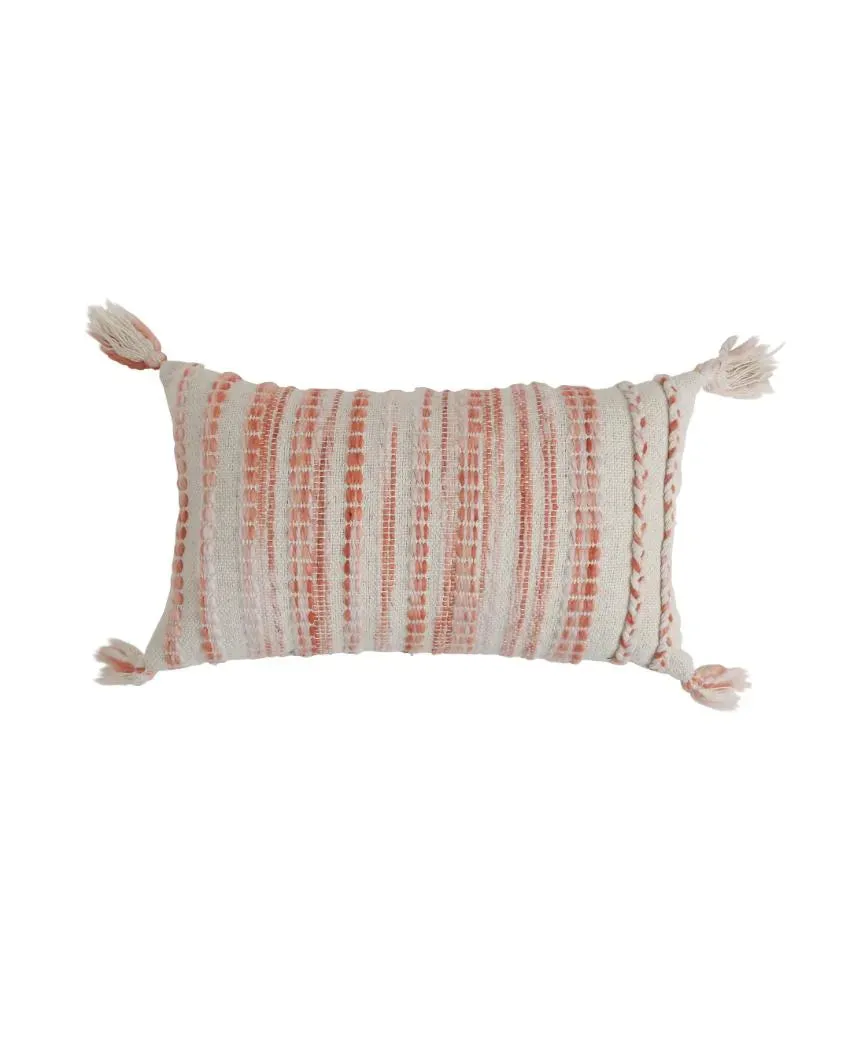 Pillow Style Cotton Cushion Covers with Tassel | Set Of 2 | 12x20 inches