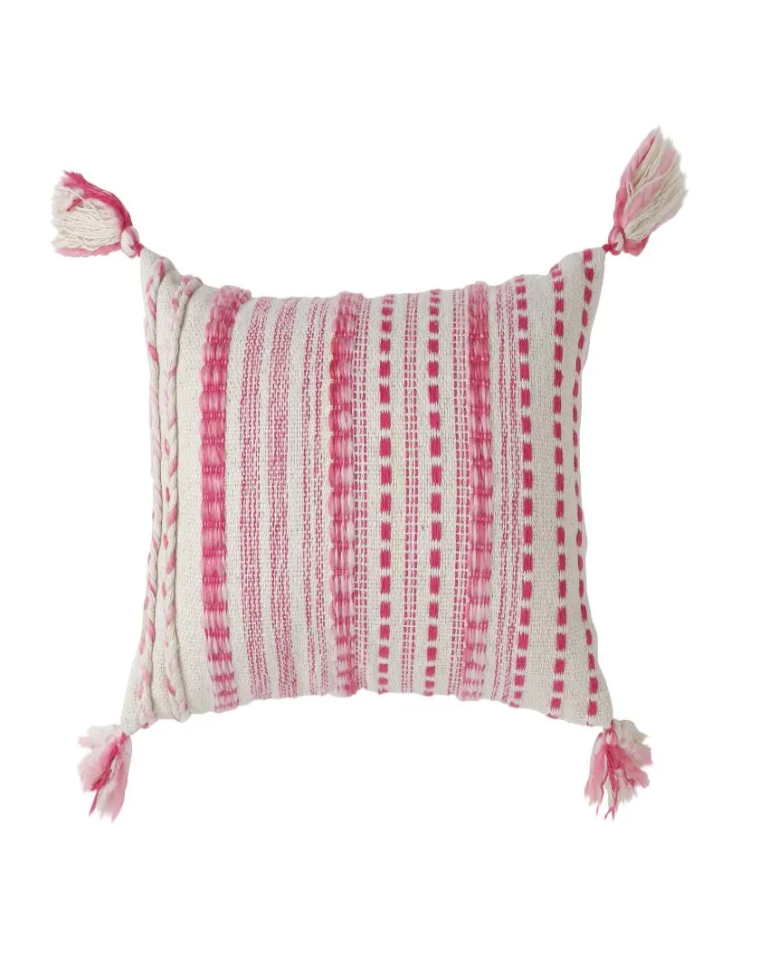 Pillow Style Cotton Cushion Covers with Tassel | Set Of 2 | 12x20 inches