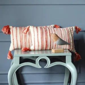 Pillow Style Cotton Cushion Covers with Tassel | Set Of 2 | 12x20 inches