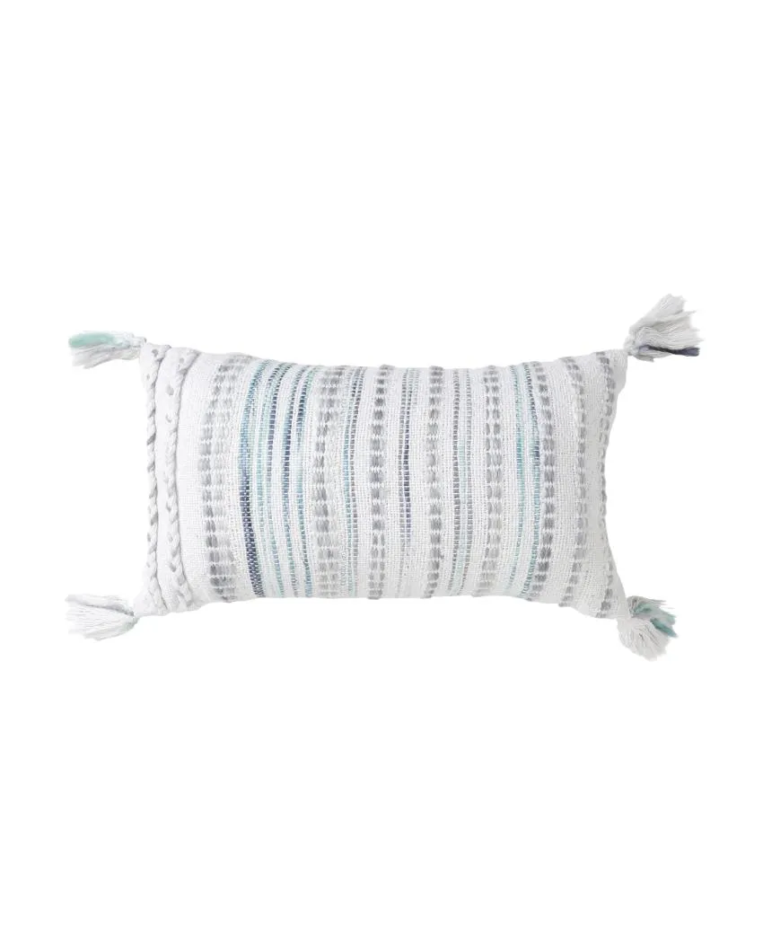 Pillow Style Cotton Cushion Covers with Tassel | Set Of 2 | 12x20 inches