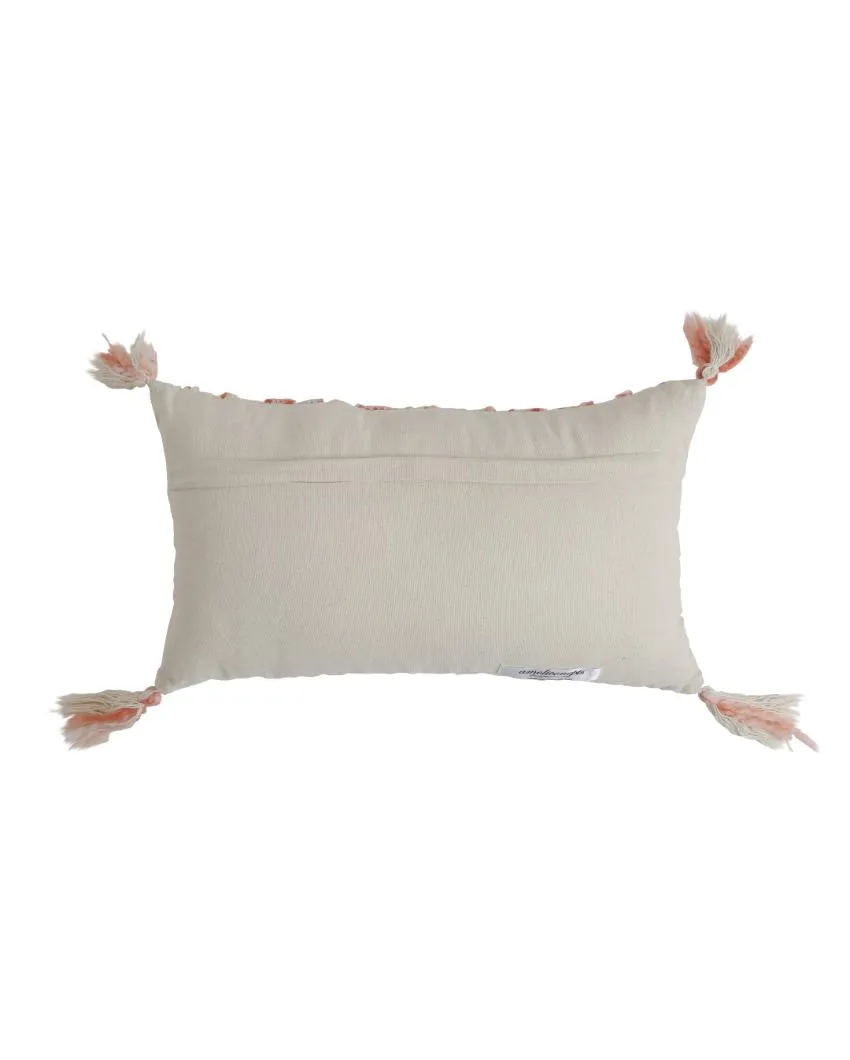 Pillow Style Cotton Cushion Covers with Tassel | Set Of 2 | 12x20 inches