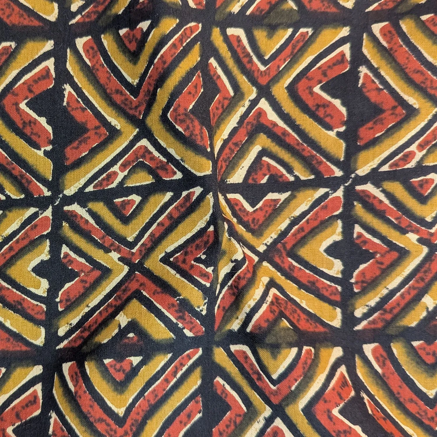 Precut of 3.0 Meters Of Black Geometric Printed Cotton Fabric
