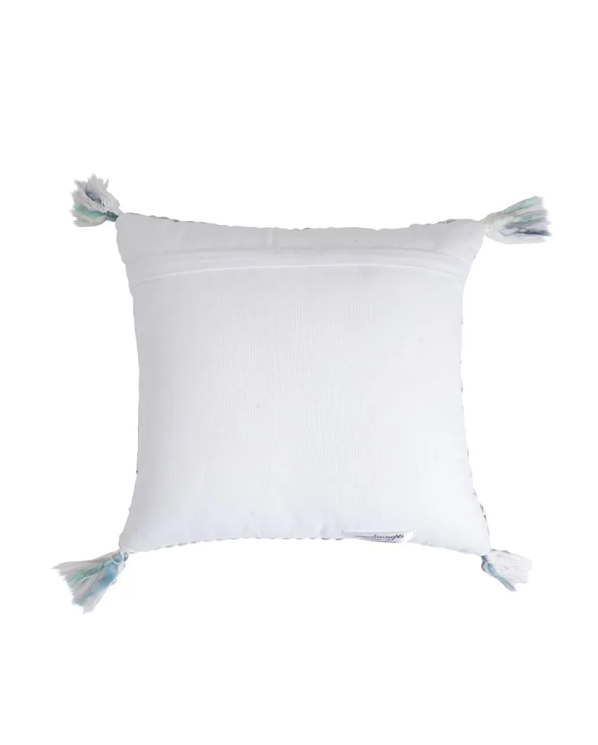 Premium Woven Cotton Cushion Covers with Tassel | Set Of 2 | 17x17 inches