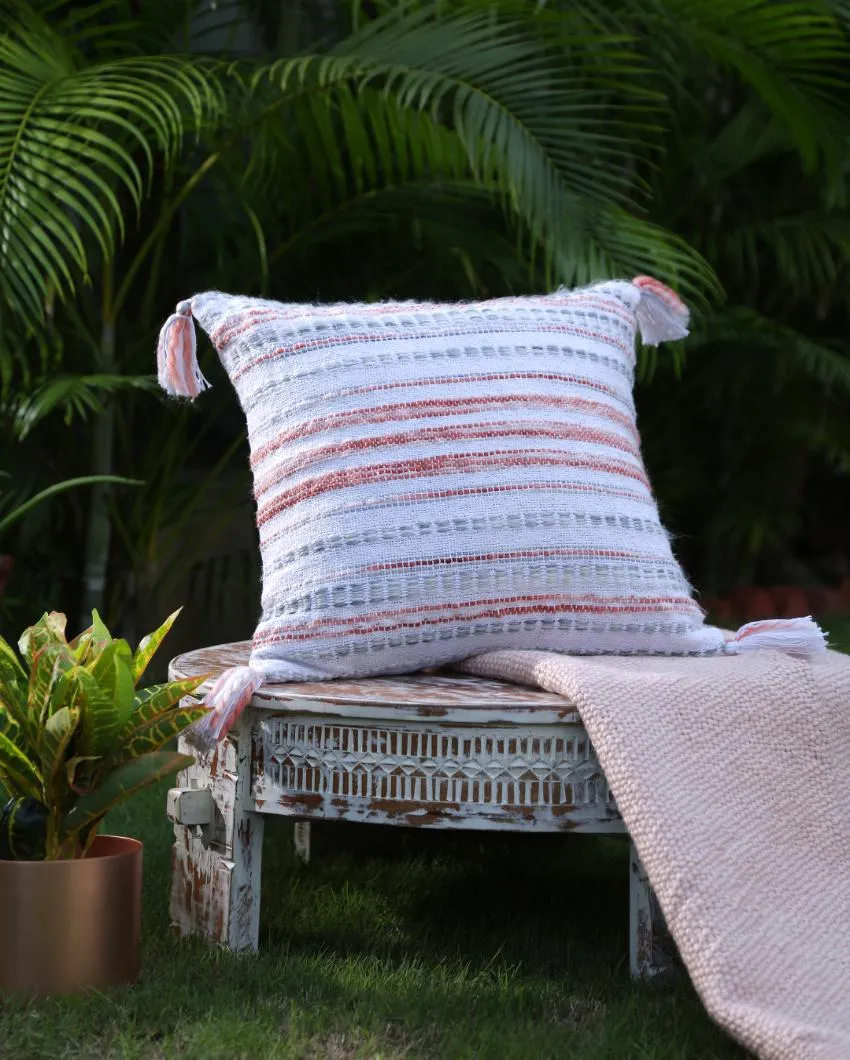 Premium Woven Cotton Cushion Covers with Tassel | Set Of 2 | 17x17 inches
