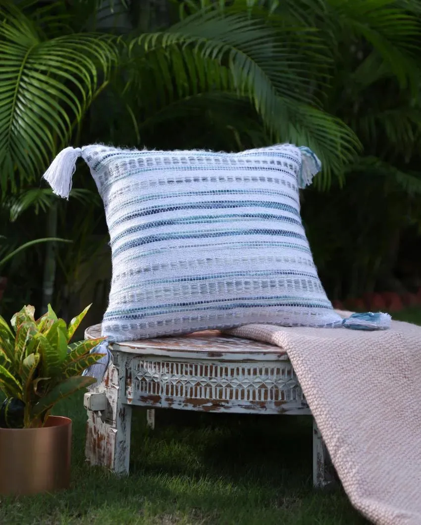 Premium Woven Cotton Cushion Covers with Tassel | Set Of 2 | 17x17 inches