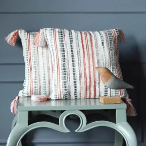 Premium Woven Cotton Cushion Covers with Tassel | Set Of 2 | 17x17 inches