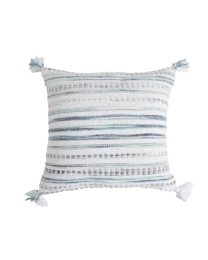 Premium Woven Cotton Cushion Covers with Tassel | Set Of 2 | 17x17 inches
