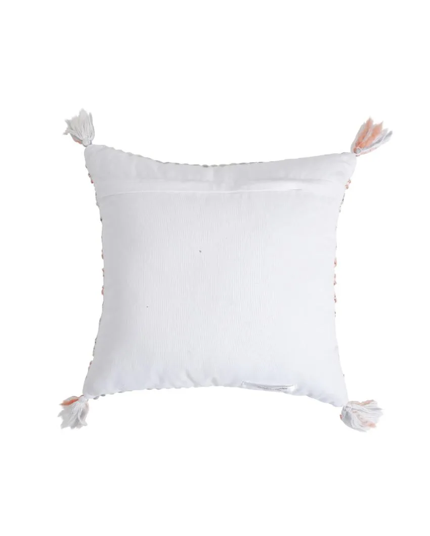 Premium Woven Cotton Cushion Covers with Tassel | Set Of 2 | 17x17 inches