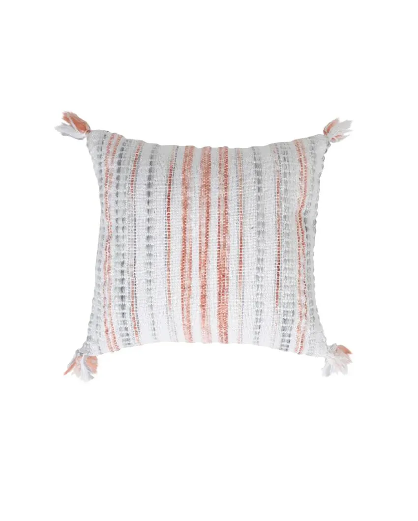Premium Woven Cotton Cushion Covers with Tassel | Set Of 2 | 17x17 inches