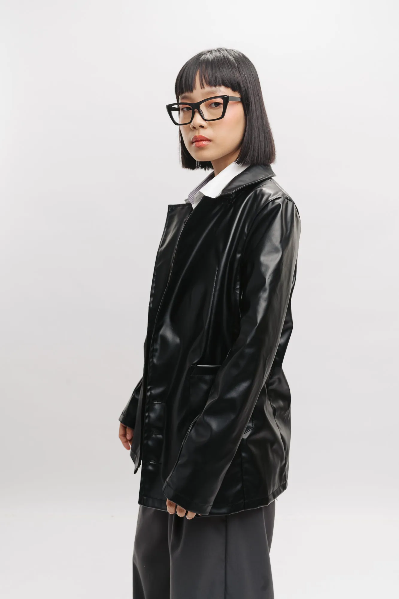 Seoul Y2K Black Leather Jacket
