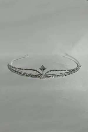 Silver Rhinestone Pearl Wedding Tiara