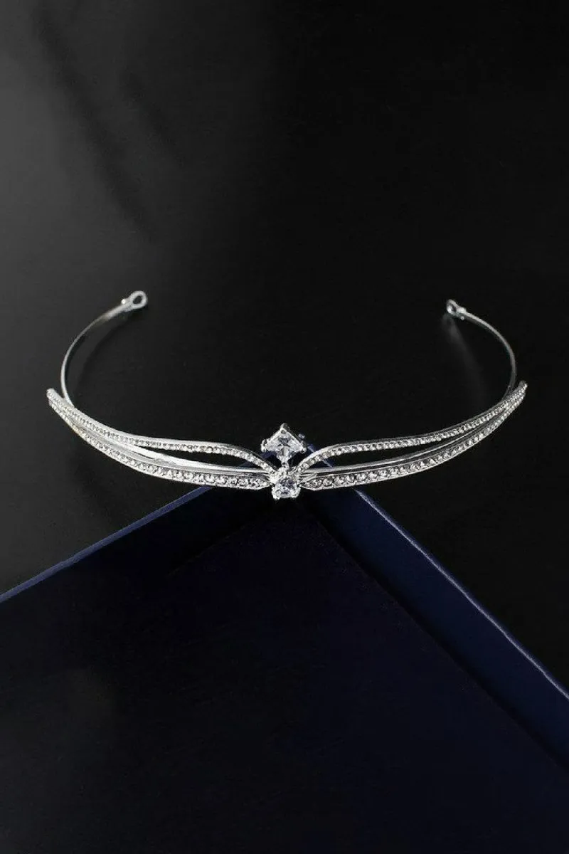 Silver Rhinestone Pearl Wedding Tiara