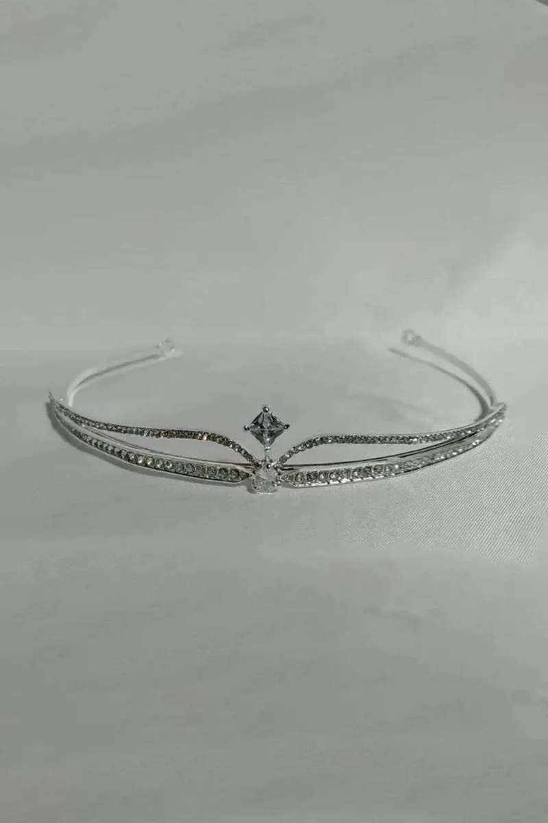 Silver Rhinestone Pearl Wedding Tiara
