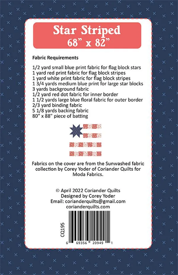 Star Striped Quilt Pattern by Corey Yoder (Printed Pattern)