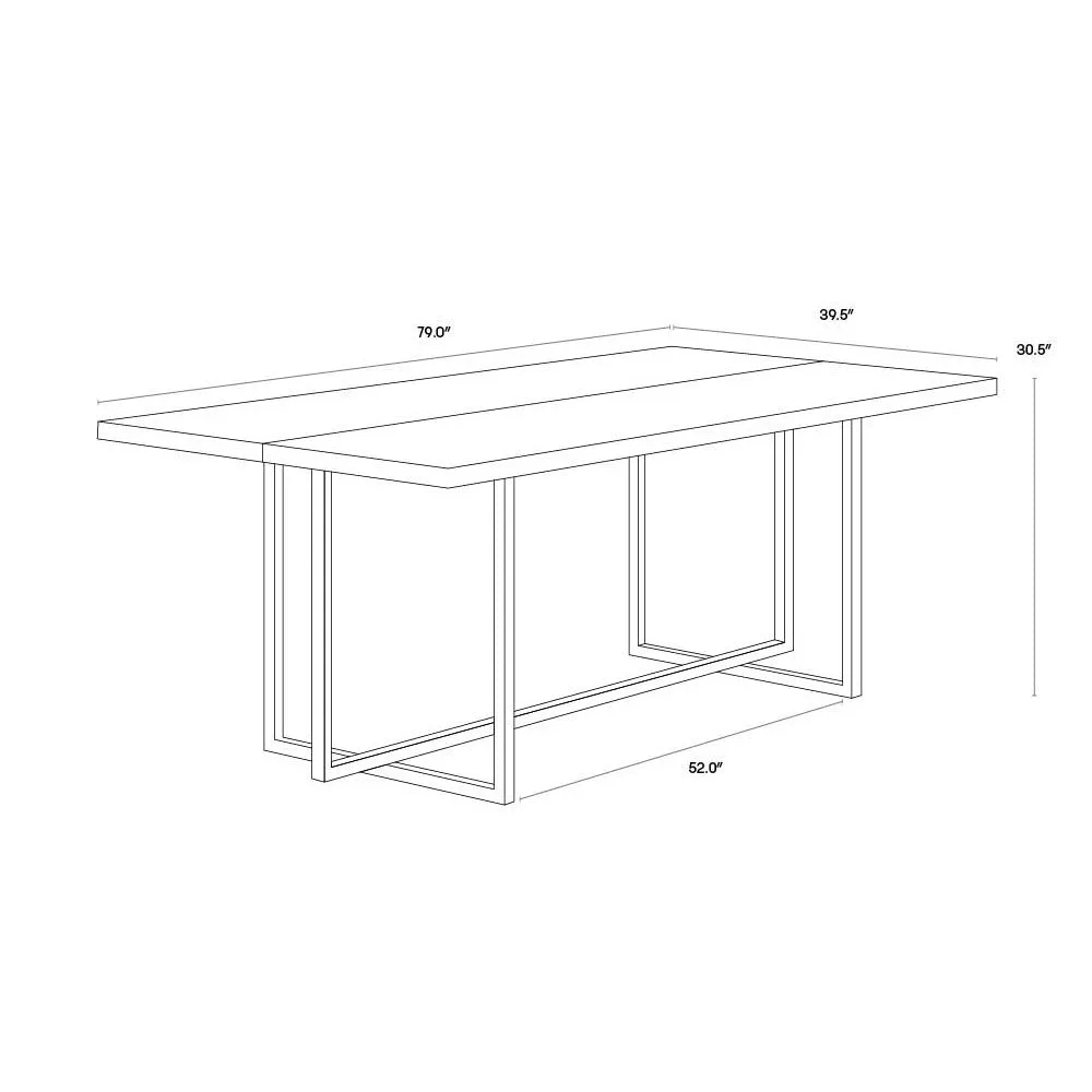 Sunpan Rectangle Classic Jade Dining Table - Antique Brass - Dark Mango - 79" - Seats 6