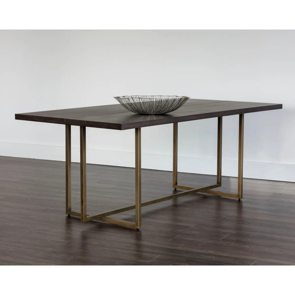 Sunpan Rectangle Classic Jade Dining Table - Antique Brass - Dark Mango - 79" - Seats 6