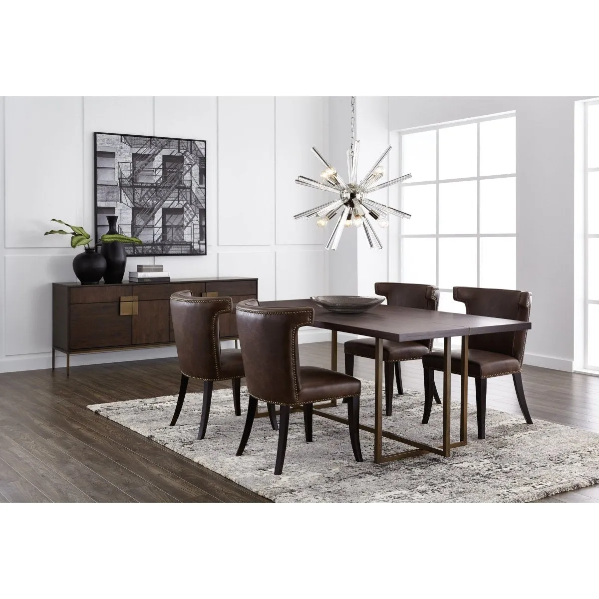 Sunpan Rectangle Classic Jade Dining Table - Antique Brass - Dark Mango - 79" - Seats 6