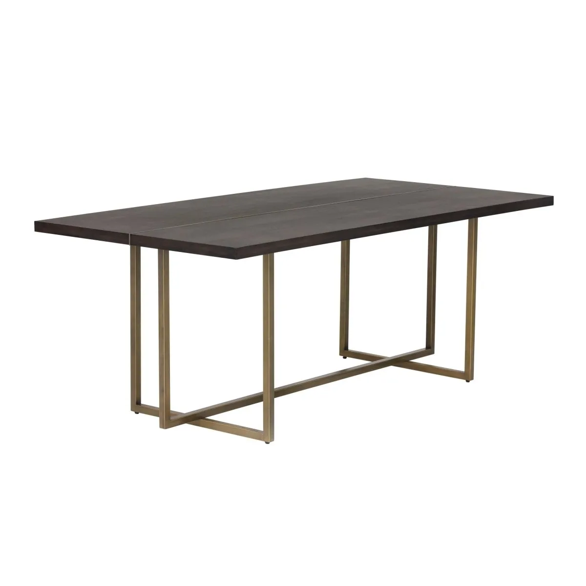 Sunpan Rectangle Classic Jade Dining Table - Antique Brass - Dark Mango - 79" - Seats 6