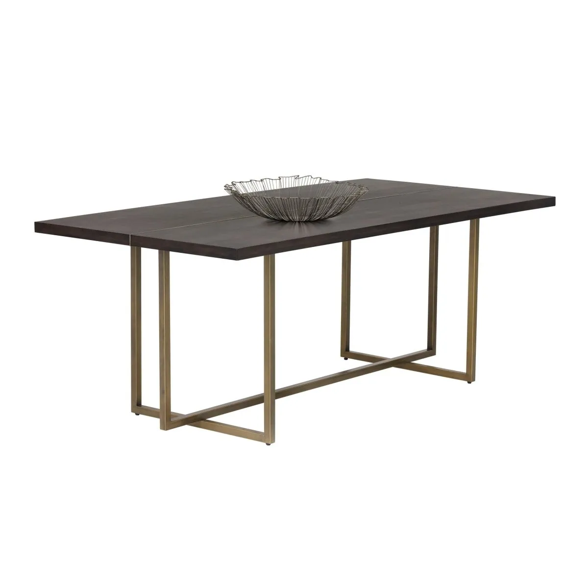 Sunpan Rectangle Classic Jade Dining Table - Antique Brass - Dark Mango - 79" - Seats 6