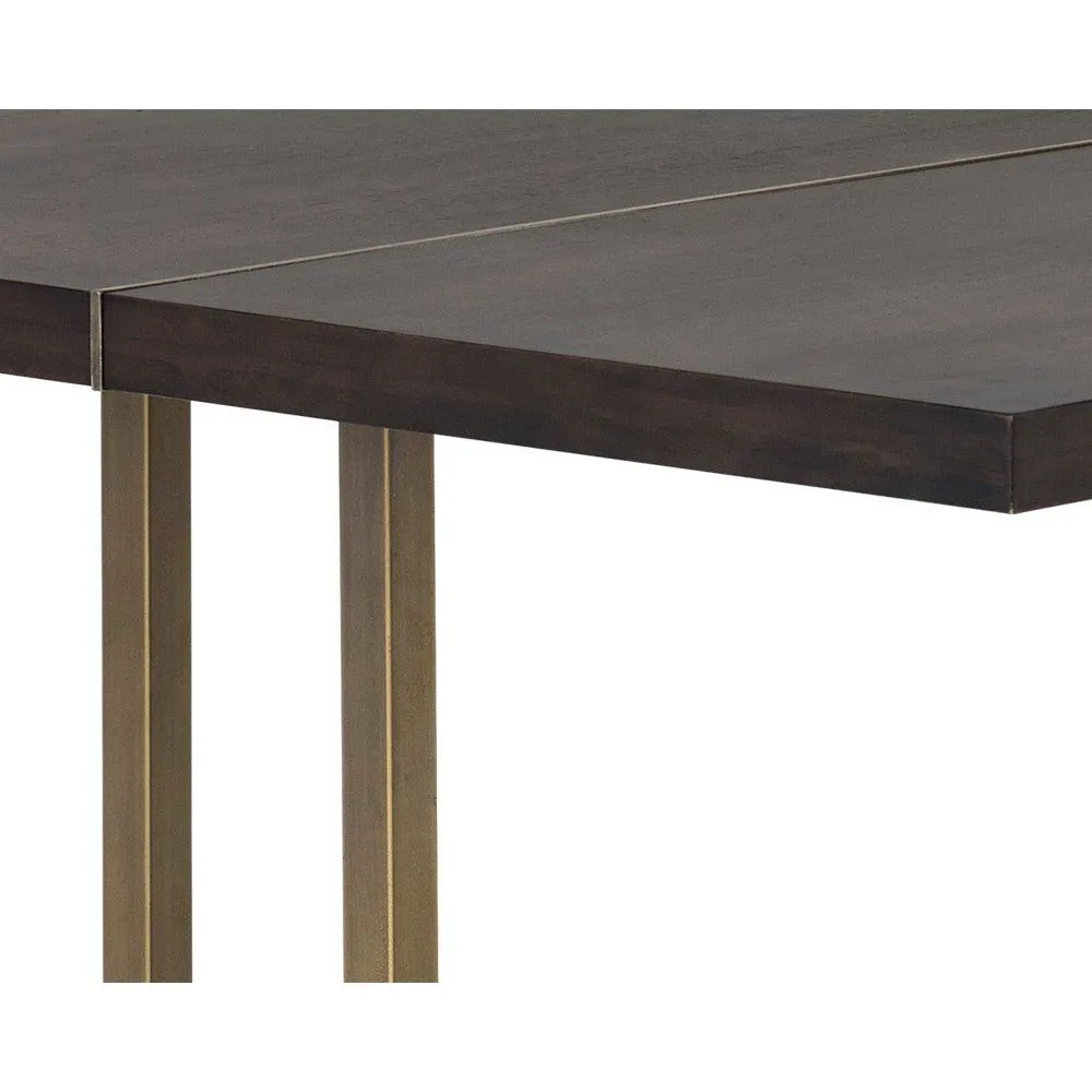 Sunpan Rectangle Classic Jade Dining Table - Antique Brass - Dark Mango - 79" - Seats 6