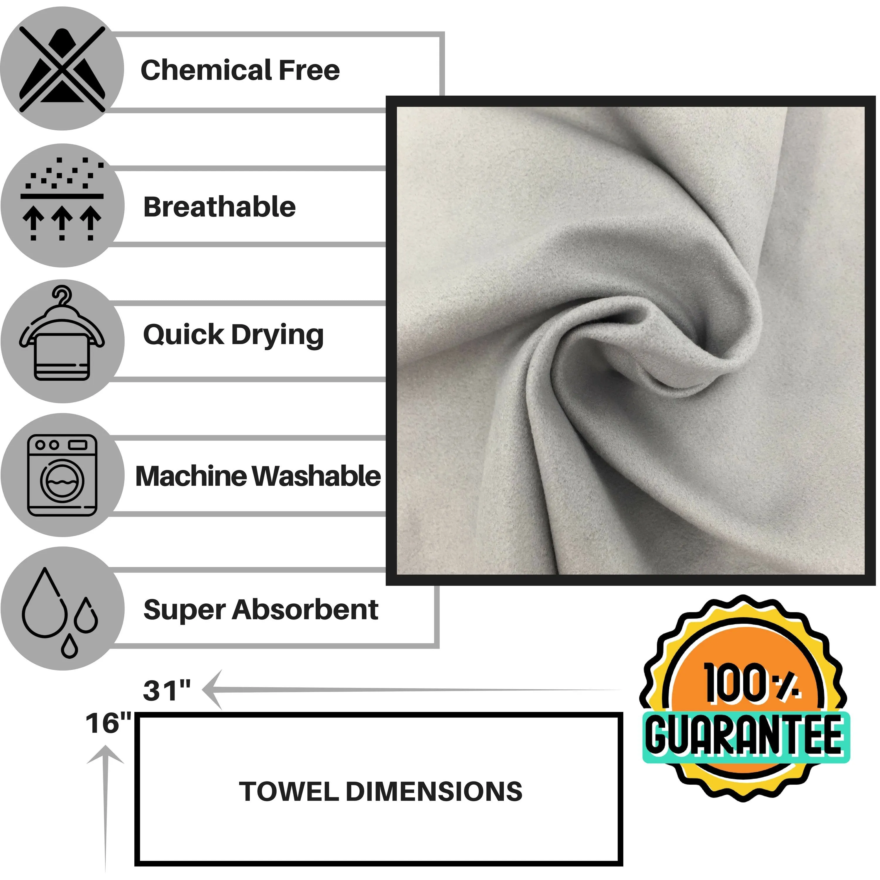 Travel Towel Gray 71x31 31x16