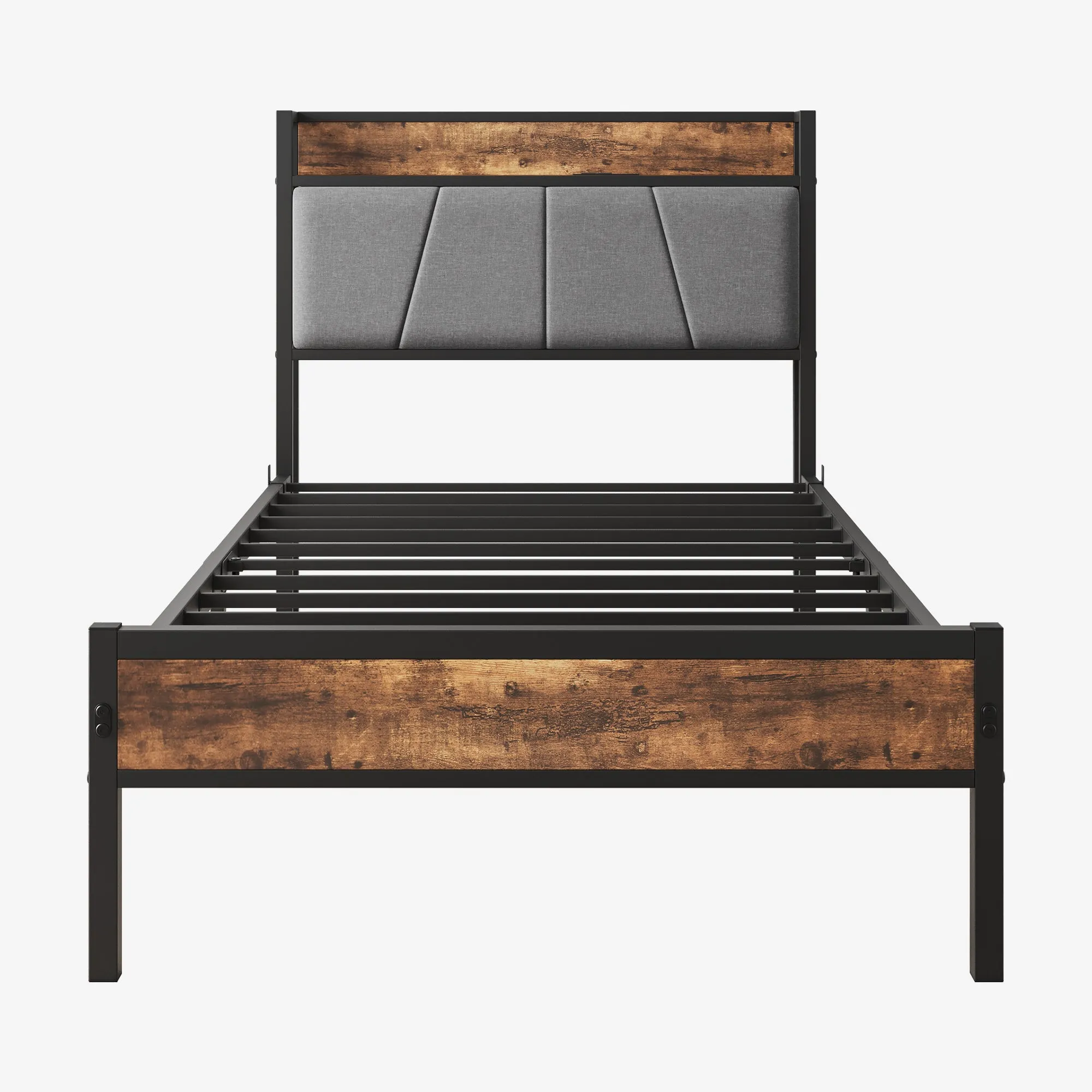 Twin Size Bed Frame - Storage Headboard, Charging Station, and Easy Assembly