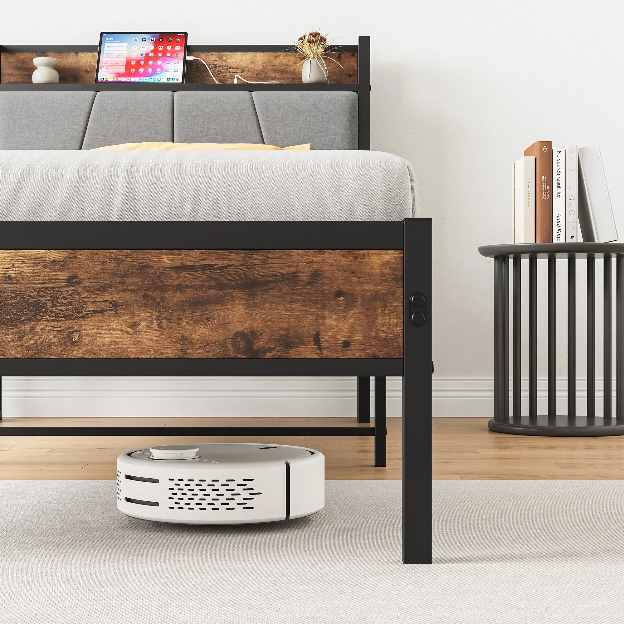 Twin Size Bed Frame - Storage Headboard, Charging Station, and Easy Assembly
