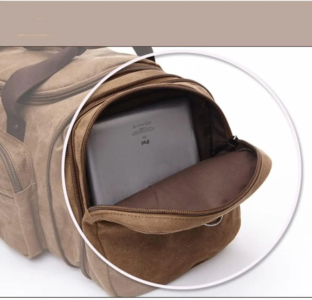 Unisex Canvas Luggage Duffle Bag 8642-Khaki