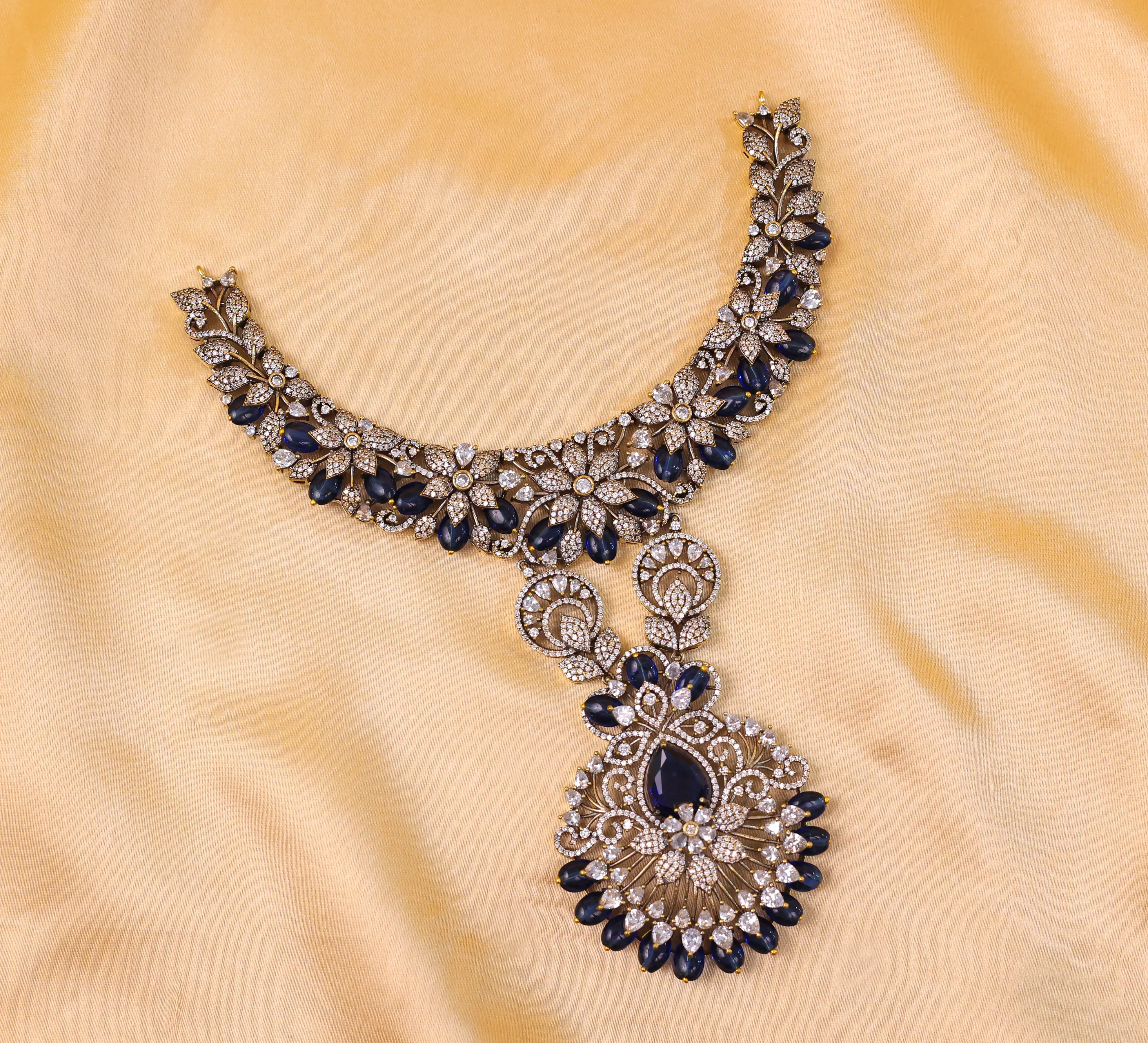 Victorian Antique American Diamond Necklace Set with Beads
