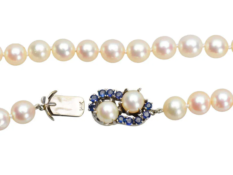 Vintage Sapphire & Akoya Pearl Necklace