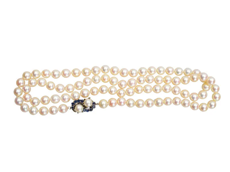 Vintage Sapphire & Akoya Pearl Necklace