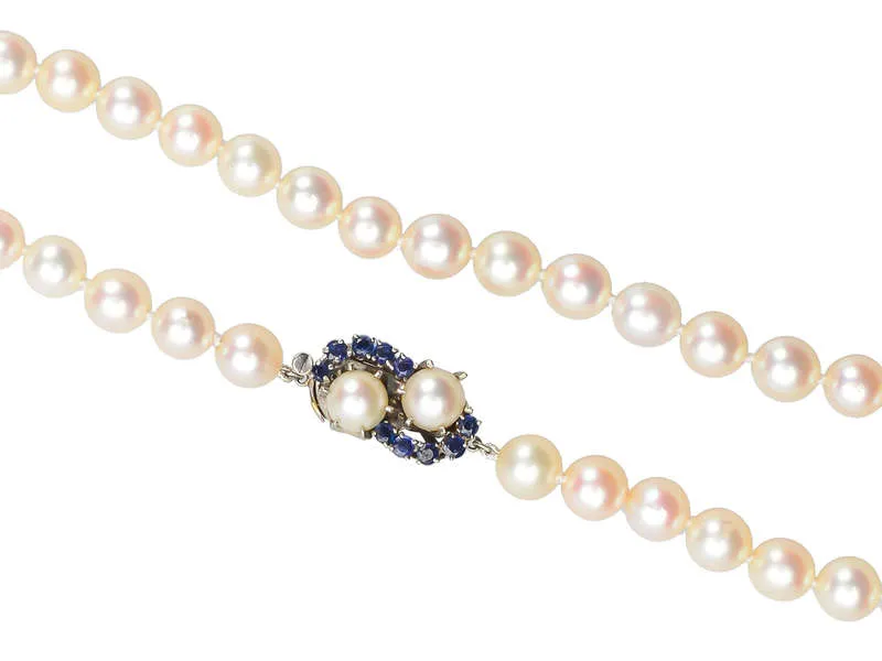 Vintage Sapphire & Akoya Pearl Necklace