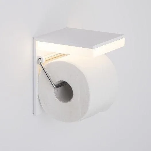 Wall Mounted Aluminium Bathroom Paper Toilet Roll Holder with mains powered LED Bathroom Light