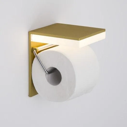 Wall Mounted Aluminium Bathroom Paper Toilet Roll Holder with mains powered LED Bathroom Light