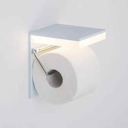 Wall Mounted Aluminium Bathroom Paper Toilet Roll Holder with mains powered LED Bathroom Light