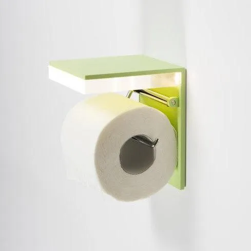 Wall Mounted Aluminium Bathroom Paper Toilet Roll Holder with mains powered LED Bathroom Light