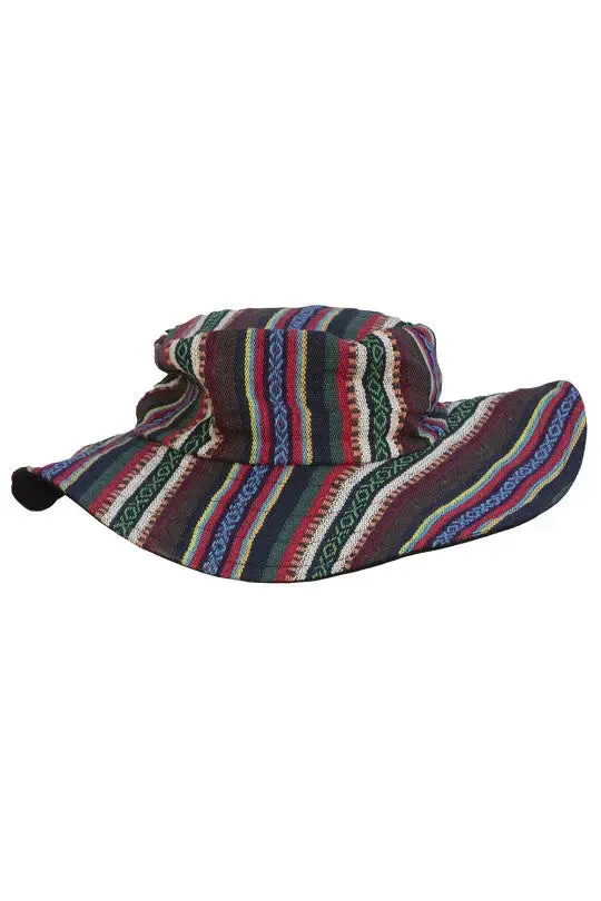 Woven Multi Striped Floppy Hat